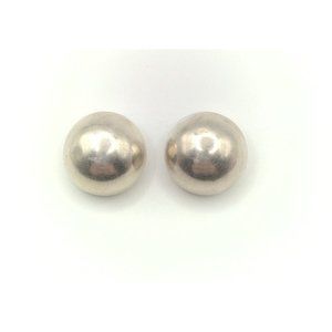 Sterling Silver 925 Stamped Large Bubble Dot Ball Clip On Earrings